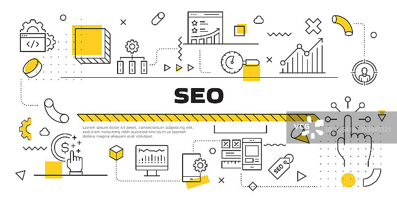 SEO相关现代线条风格矢量插画图片素材
