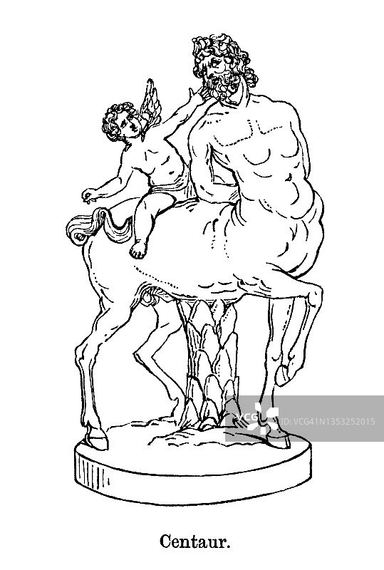 古代半人马雕像的雕刻插图图片素材
