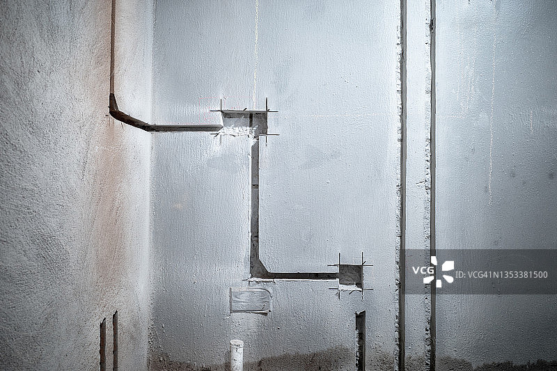 水电开槽装饰毛坯房图片素材