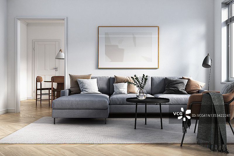 现代客厅内饰 - 3D渲染图片素材