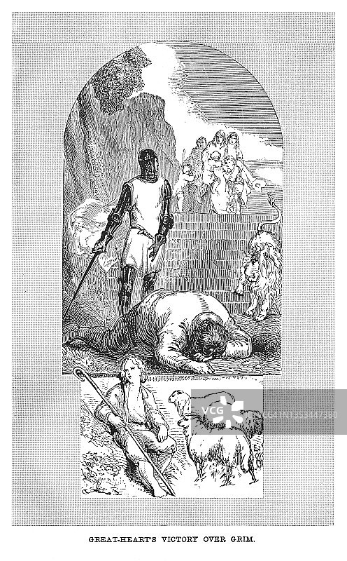 伟人心战胜格林古老雕刻插图图片素材