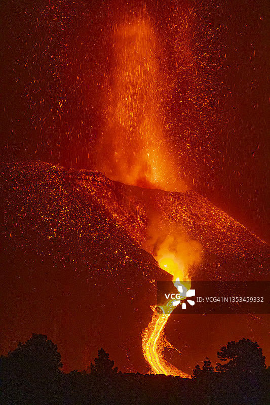 老峰火山喷发，火山锥和火山弹图片素材