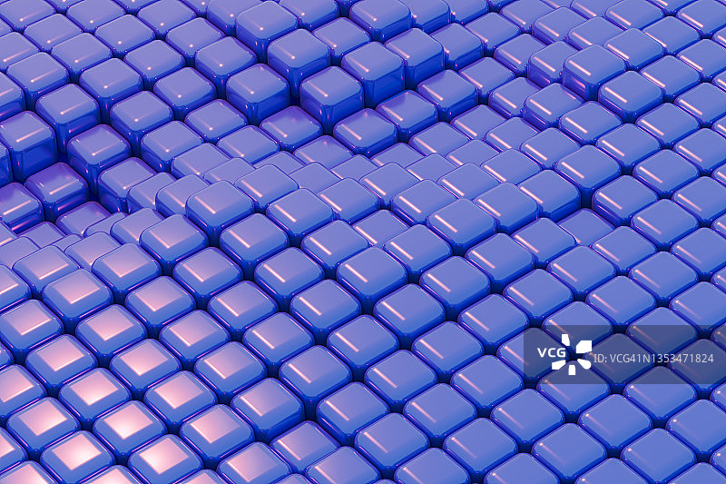 大量具有变化的蓝色立方体3D插图图片素材