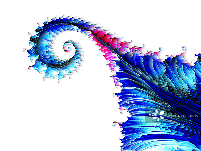 黑色背景上的紫色迷幻漩涡挤压蕨类分形图片素材