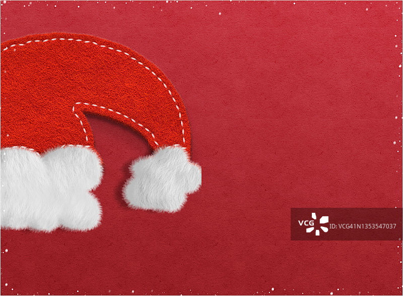 毛毡圣诞帽，红色背景，留白图片素材