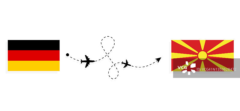 从德国到马其顿的飞机旅行概念图片素材