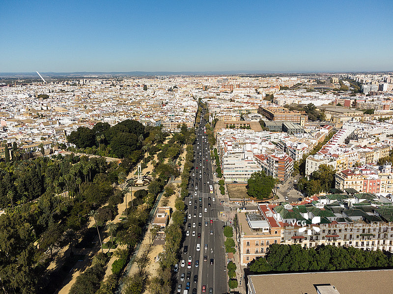 西班牙塞维利亚穆里略花园大道鸟瞰图图片素材