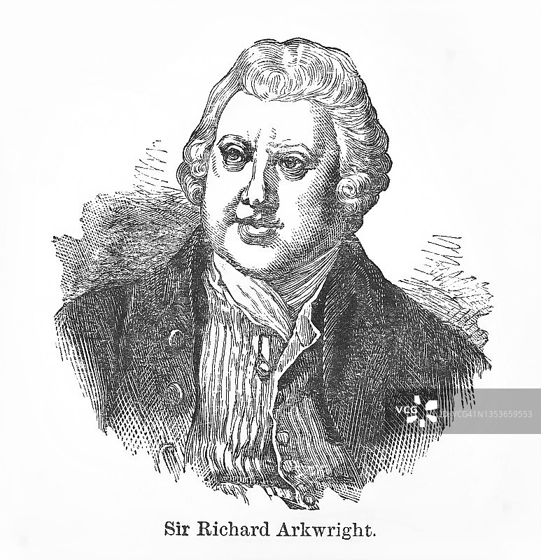 理查德·阿克莱特爵士肖像，英国发明家和早期工业革命时期的杰出企业家图片素材