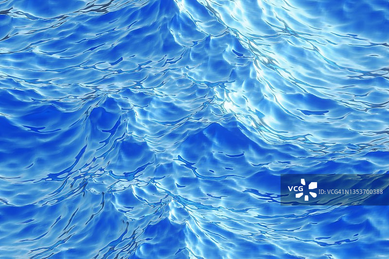 带有阴影和反射的蓝色水面纹理背景三维插图图片素材