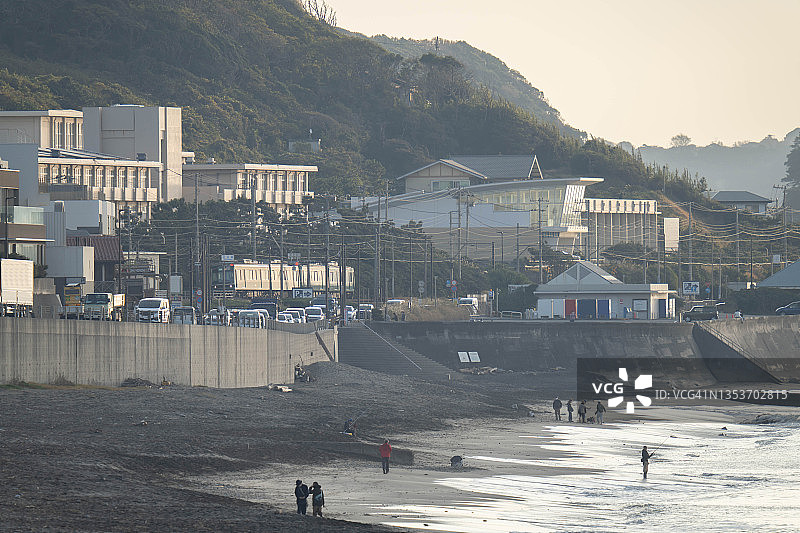 日本神奈川县的海岸公路图片素材