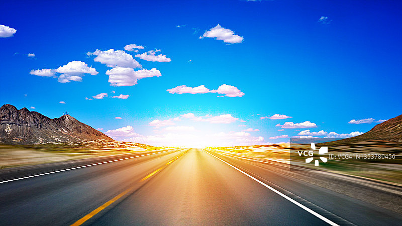 通往日出的路：概念自然背景图片素材