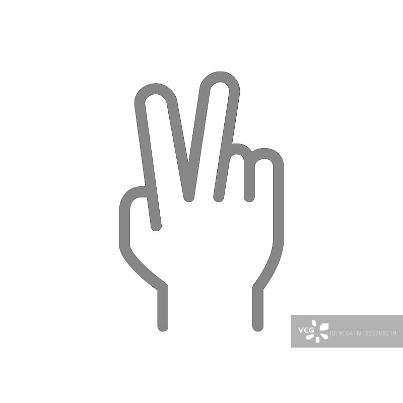 胜利手势线型图标。和平世界标志图片素材