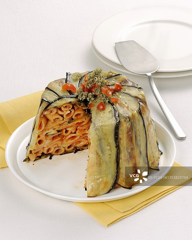 茄子意面意式千层派图片素材