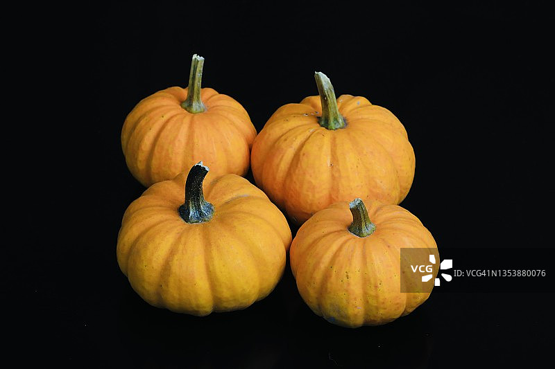 迷你南瓜黑色背景上图片素材