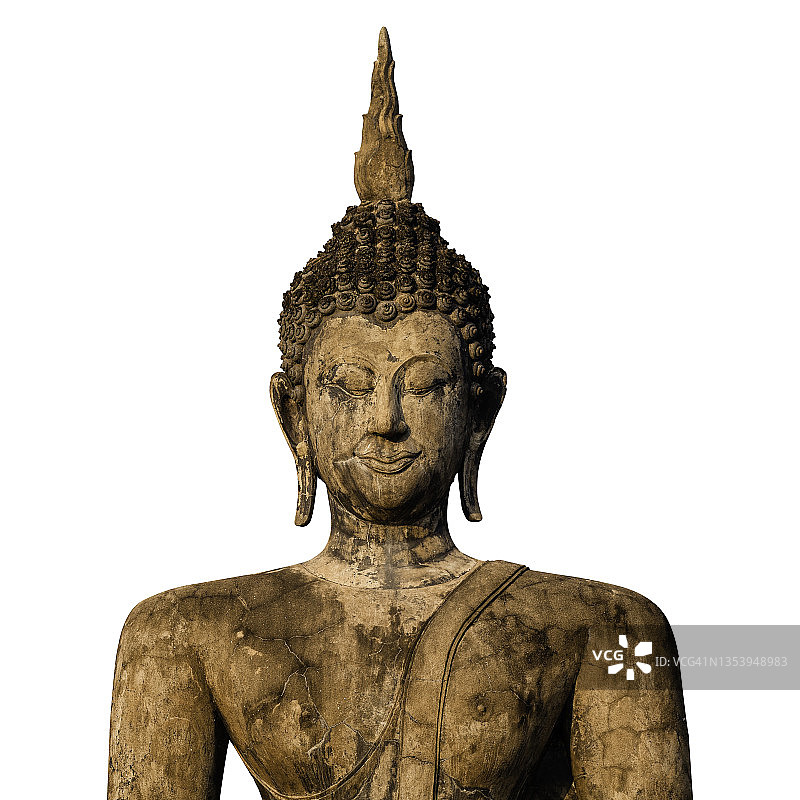 白色背景上的佛头，带裁剪路径图片素材