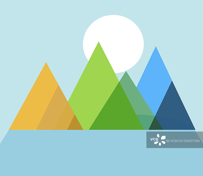 不同颜色背景的重叠山脉图片素材