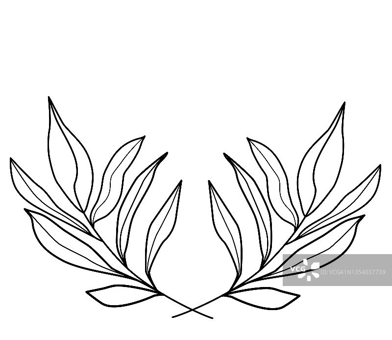 树枝和树叶的优雅图案，logo概念图片素材