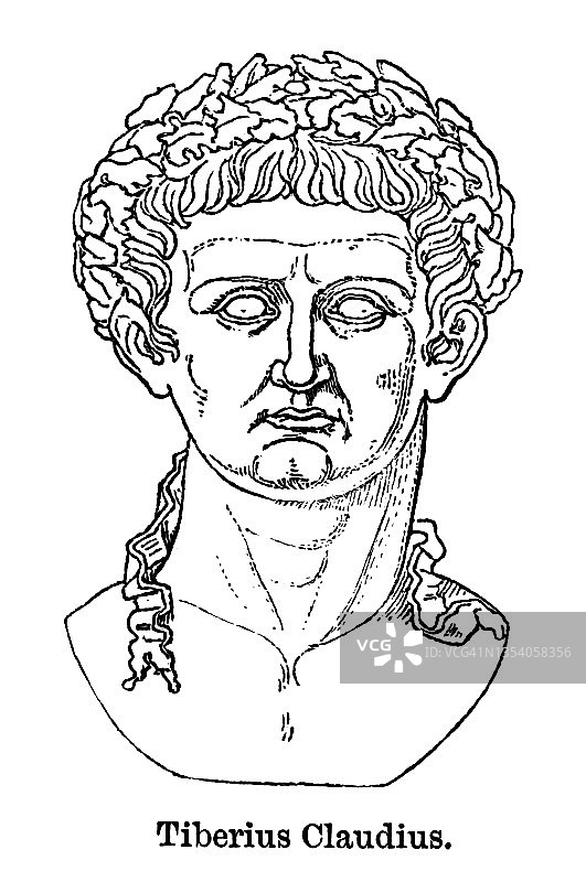 克劳狄乌斯（提贝里乌斯·克劳狄乌斯·凯撒·奥古斯都·日耳曼尼库斯），罗马皇帝肖像图片素材