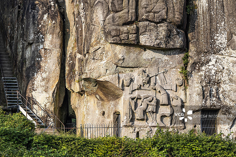 德国北莱茵-威斯特法伦州埃克斯特恩斯泰恩浮雕图片素材