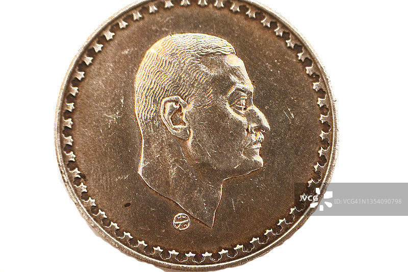 1970年埃及总统纳赛尔一磅银币正面图片素材