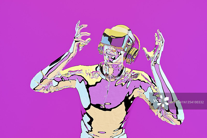 戴着VR头显的男人图片素材