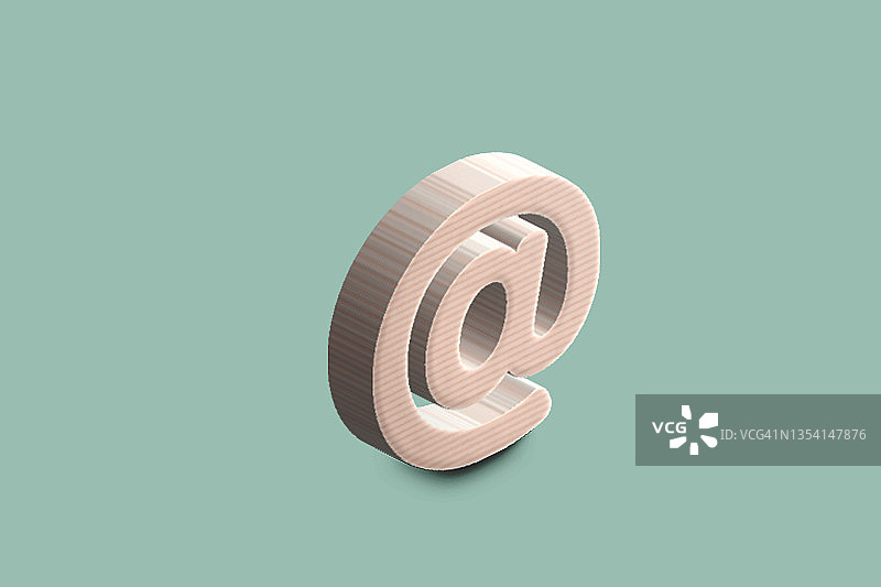 绿色背景中的AT邮件符号3D设计图片素材