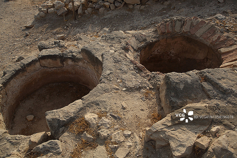 耶利哥古城（Tel es-Sultan）的罗马时期葡萄酒榨汁机图片素材