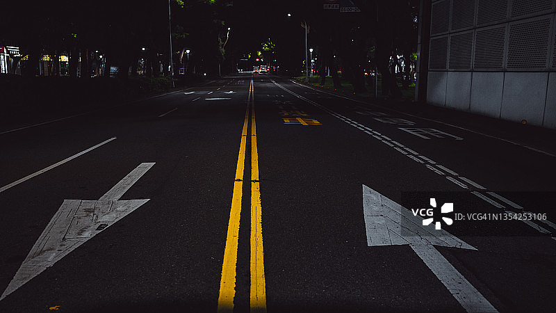 夜晚的空旷道路图片素材