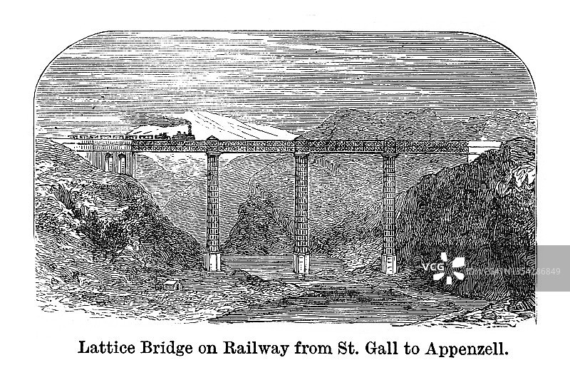 英国不列颠尼亚桥古老雕刻插图图片素材