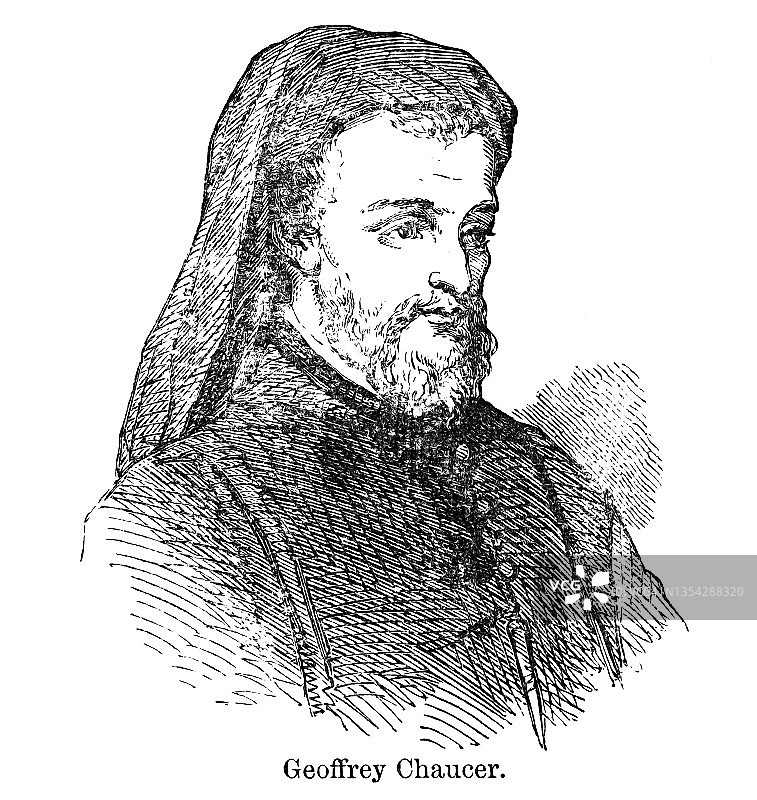 英国诗人杰弗里·乔叟肖像图片素材