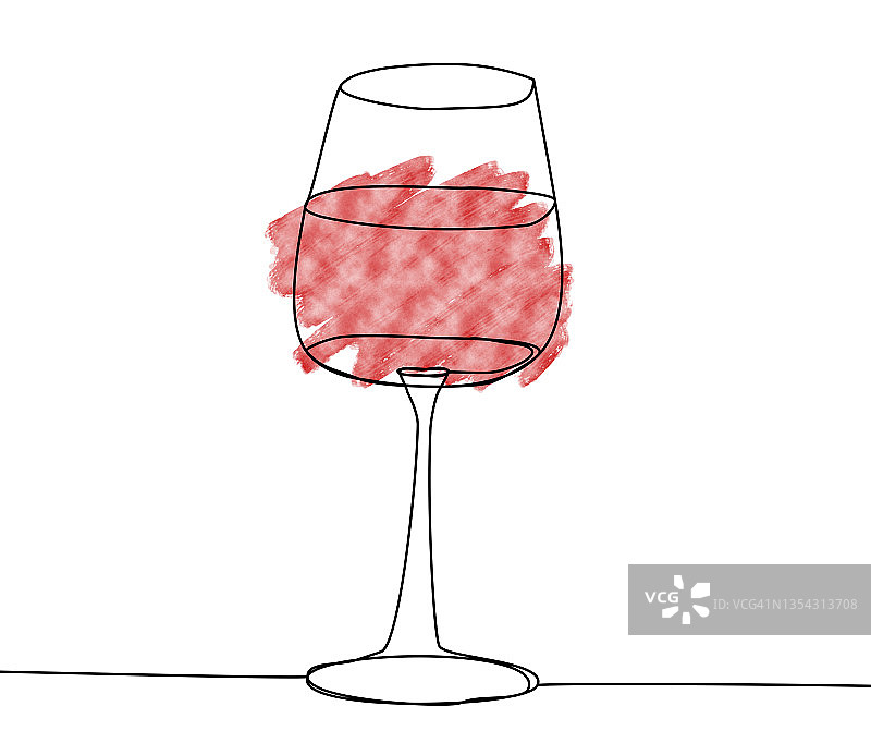 红酒的线条画或插图图片素材