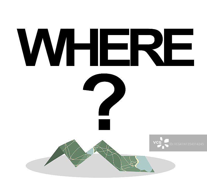 地图上方带问号的插图图片素材