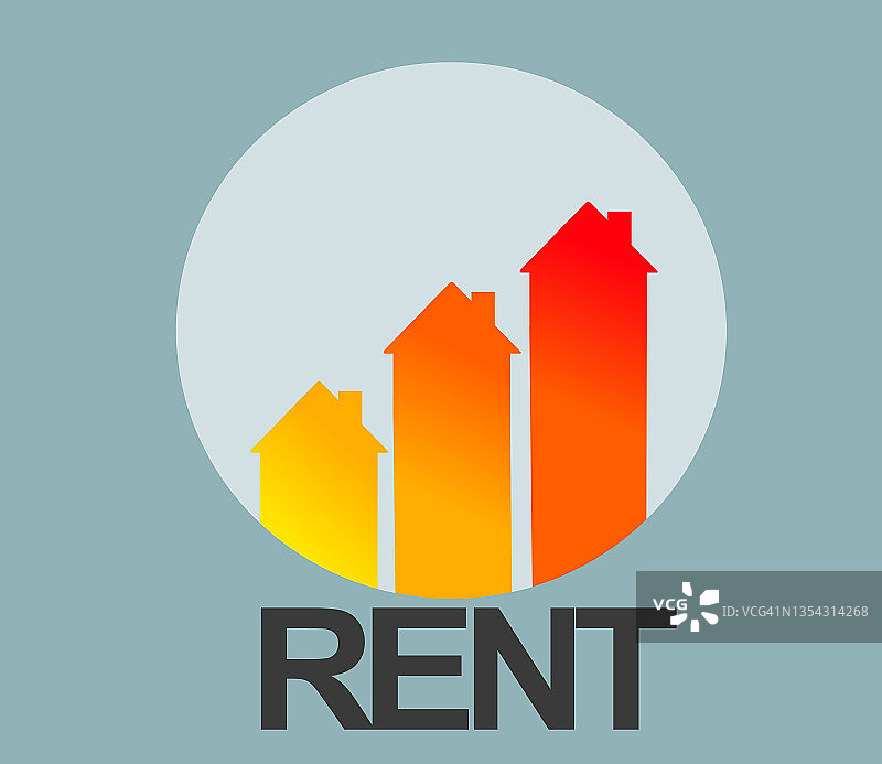 房屋图标：显示通货膨胀和租金上涨图片素材