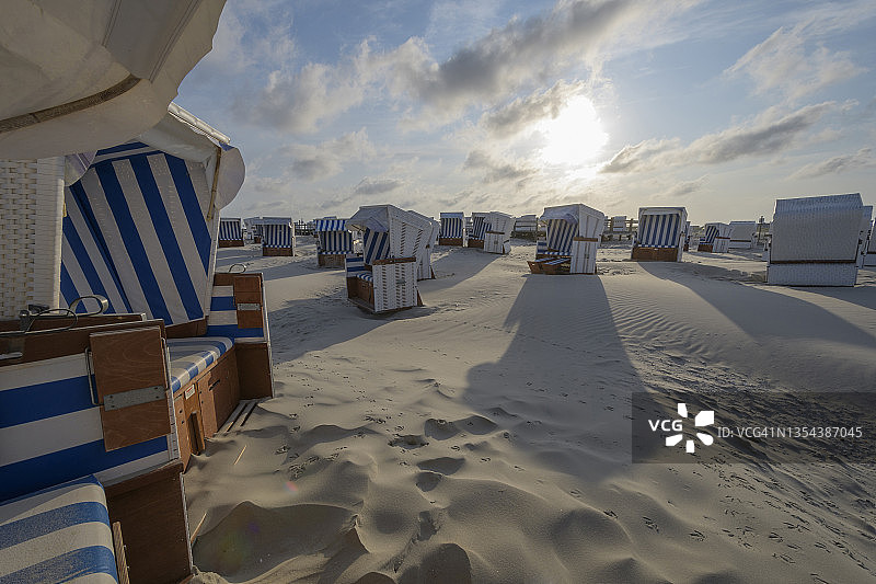 德国北 Friesland 北海沙滩椅图片素材