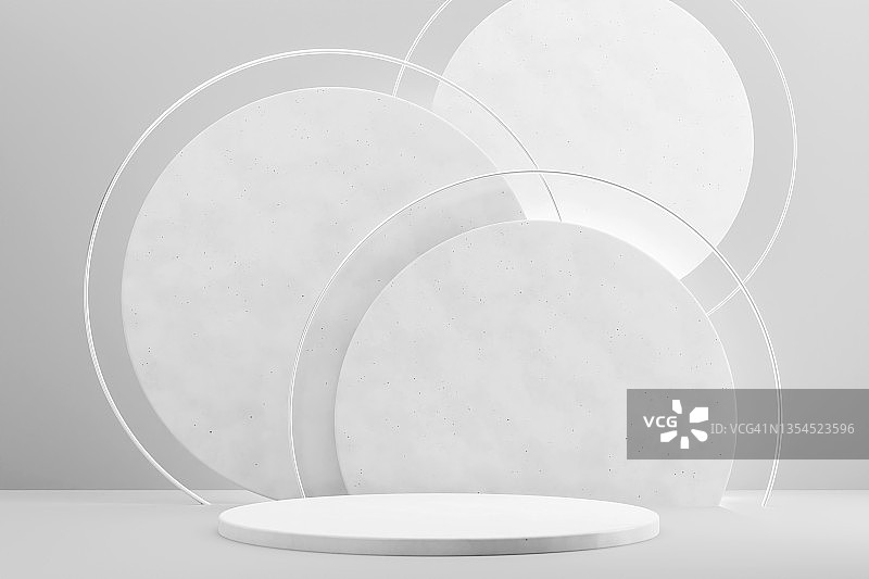白色圆形陶瓷领奖台产品展示台3D插图图片素材