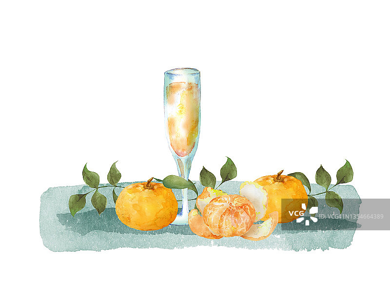 水彩橘子与果汁图片素材