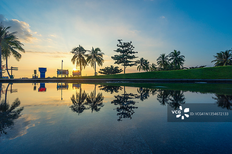码头日落美景图片素材