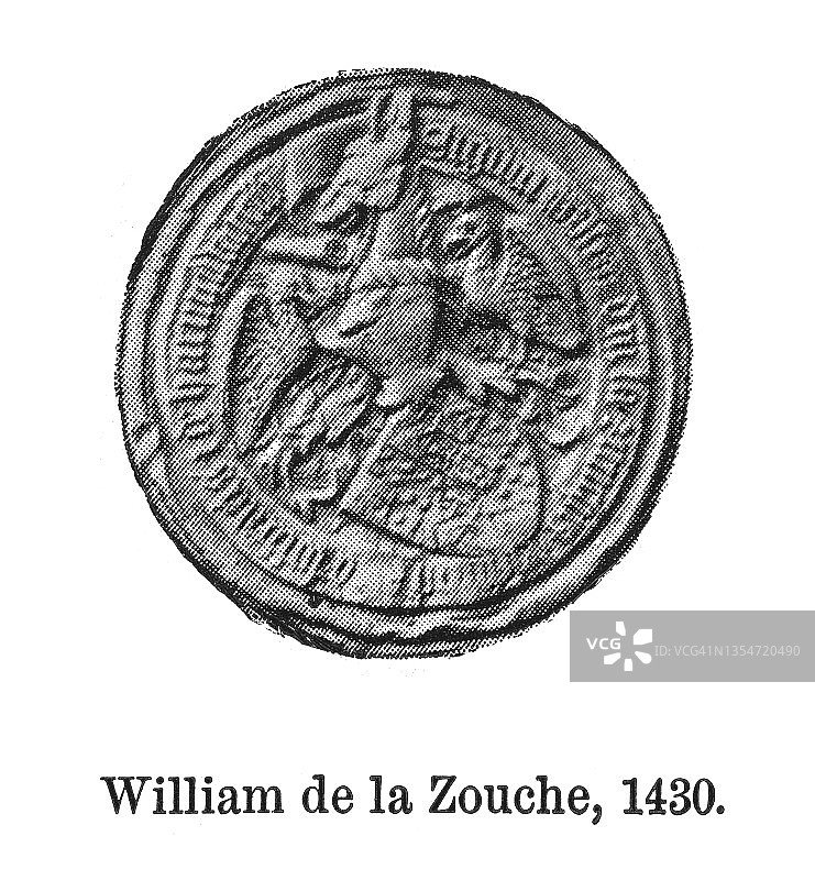 旧版雕刻威廉·德拉祖什男爵印章（1430年）图片素材