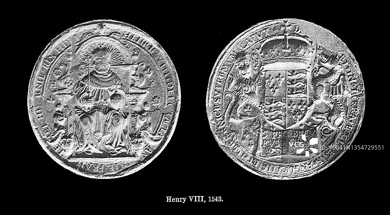 1543年亨利八世印章古版画插图图片素材
