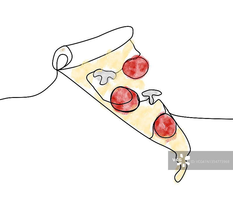 一笔画披萨插画图片素材