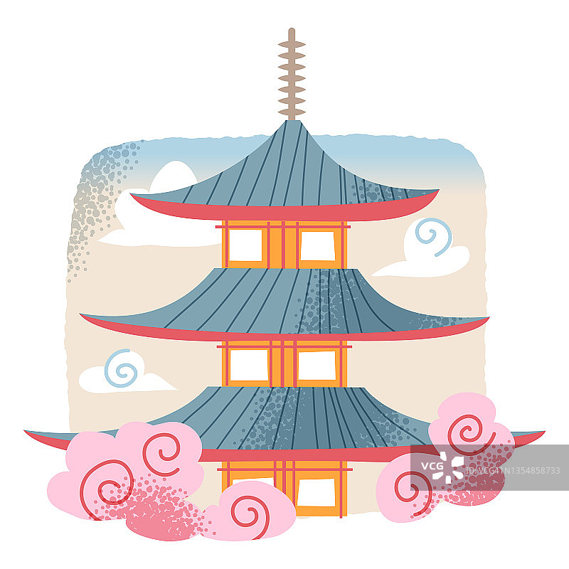 宝塔屋顶的日本寺庙，日本文化符号，亚洲景观图片素材