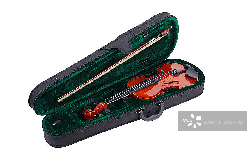 白色背景上孤立的小提琴盒图片素材