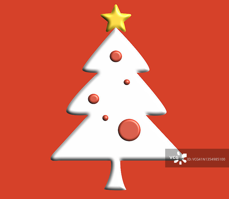 红色背景3D圣诞树插画图片素材