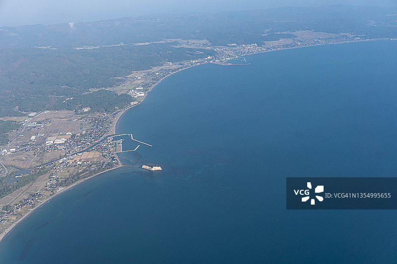 日本石川县能登半岛和富山湾飞机航拍图片素材