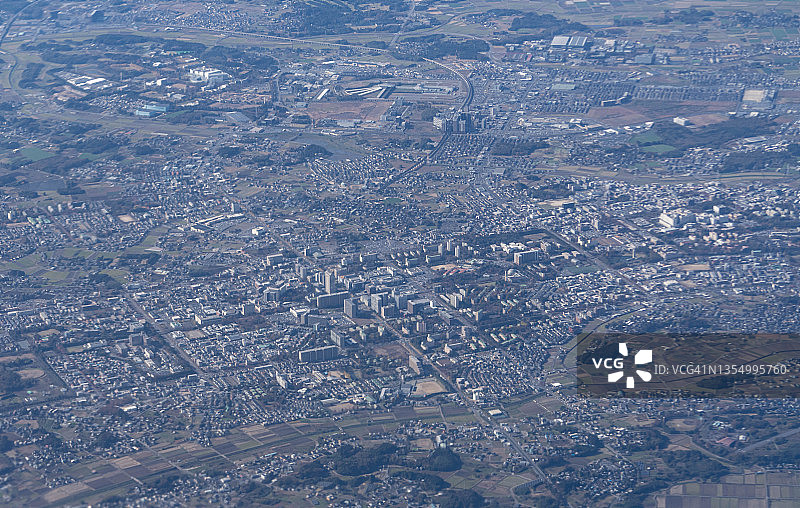飞机航拍日本茨城县筑波市景色图片素材