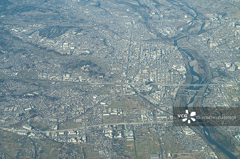 日本神奈川厚木市飞机航拍图片素材