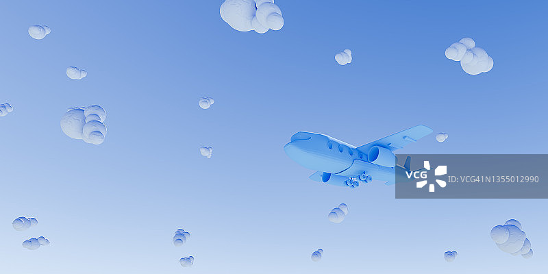 蓝天白云下的玩具飞机图片素材