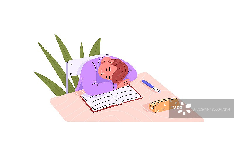 趴在桌子上睡觉的男学生图片素材