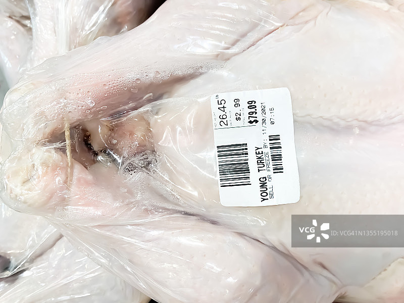 感恩节晚餐成本上涨：新鲜火鸡80美元图片素材