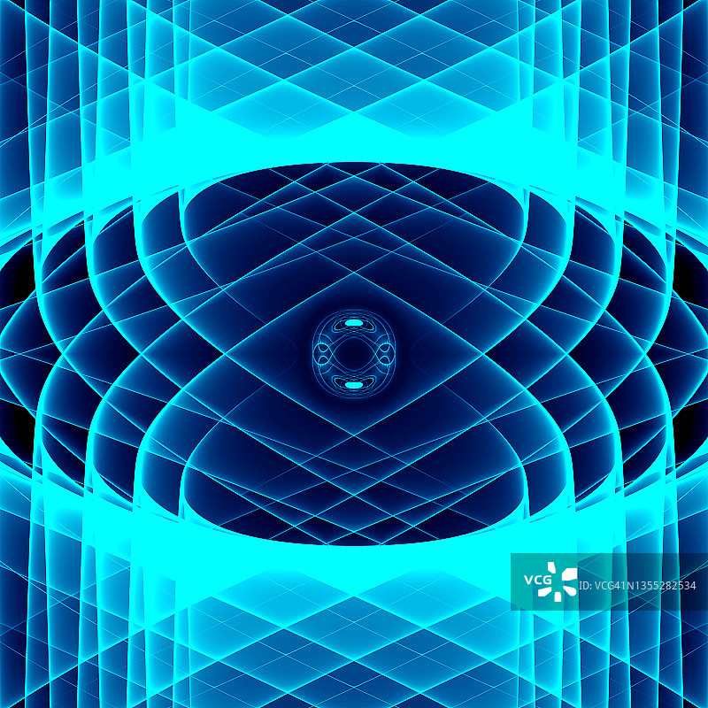 抽象神秘的睁眼通灵符号：万花筒霓虹蓝光图片素材